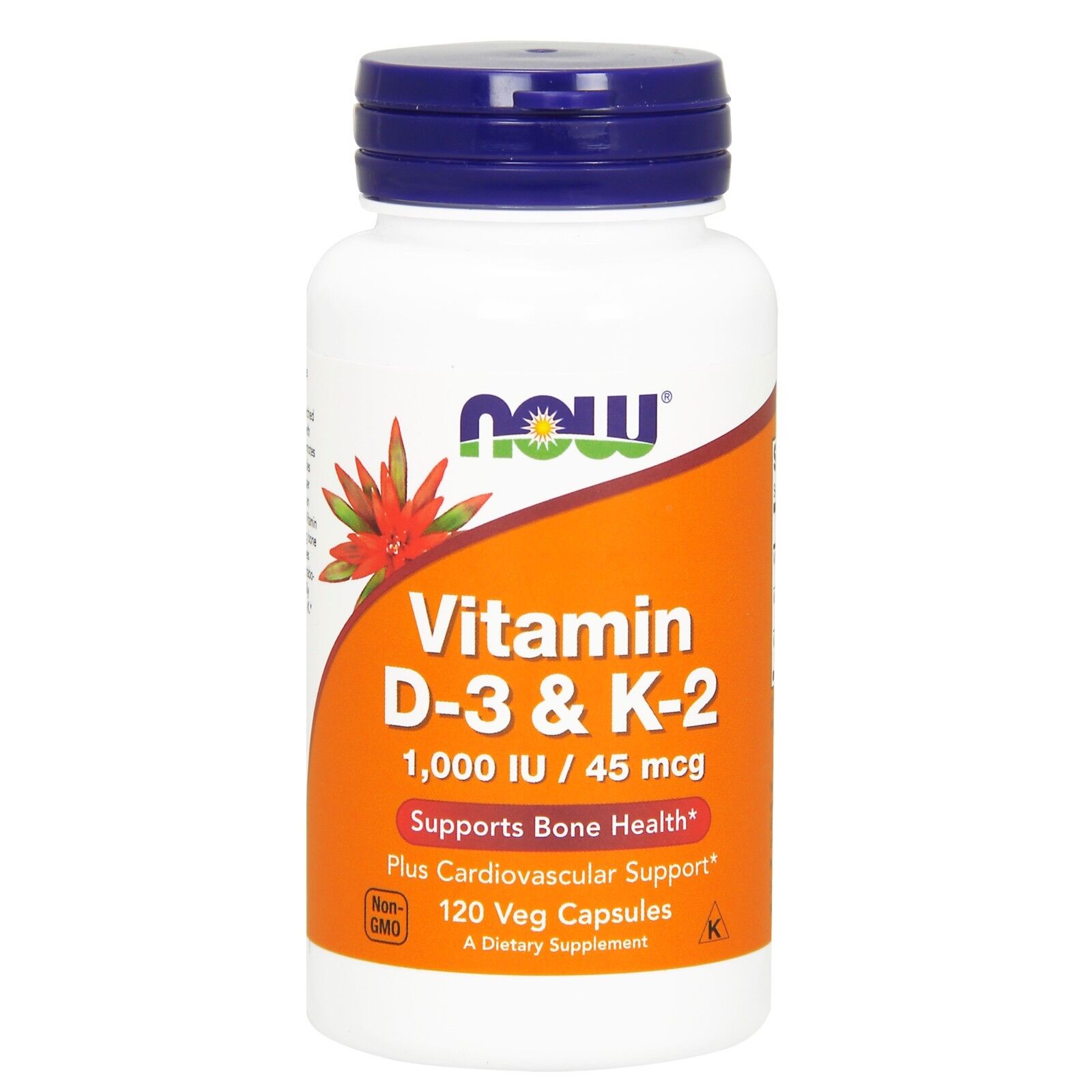 NOW Foods Vitamin D-3 & K-2, 120 Veg Capsules 24Hr Smart